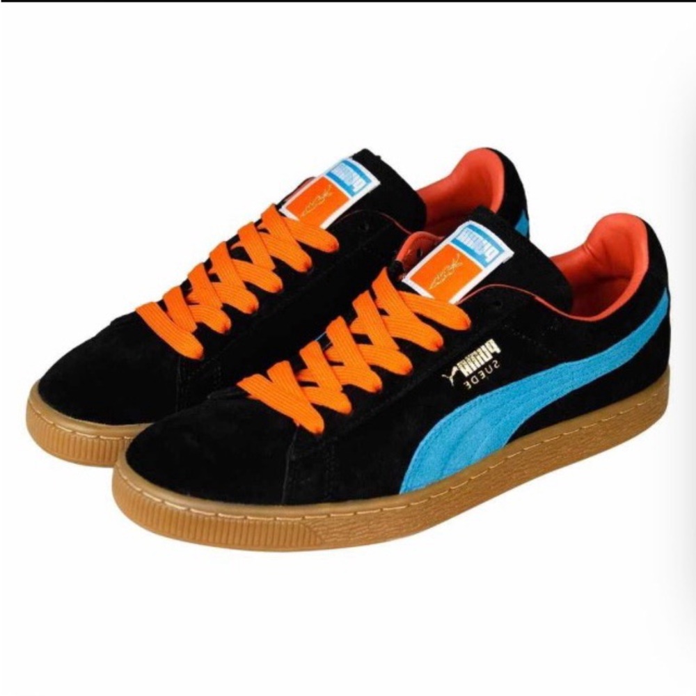 Puma Men's Black Sneakers with Blue and Orange Accents
